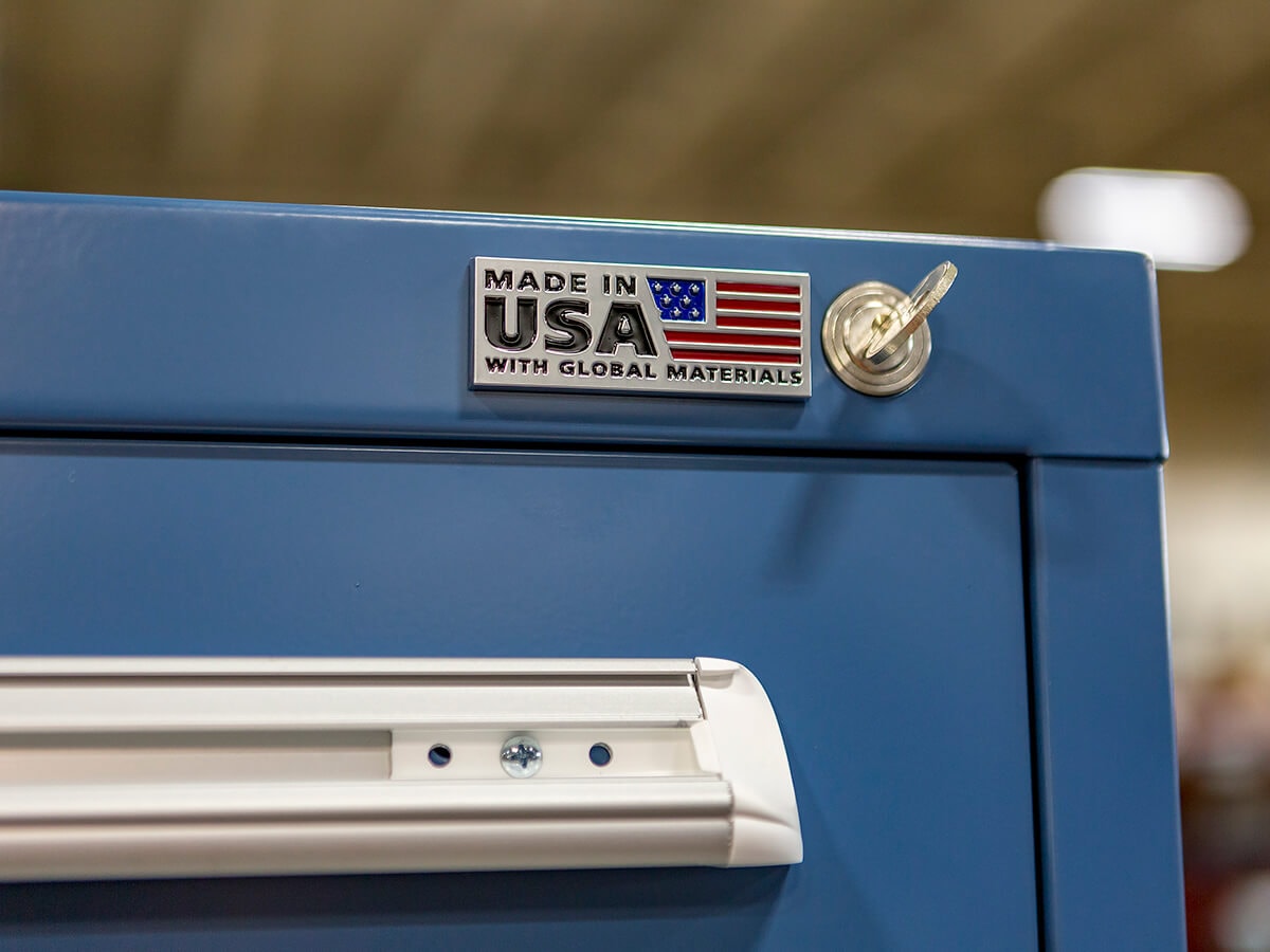 Vidmar workstation with made in the usa badge